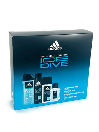 Adidas ICE DIVE edt 50 ml + żel 250 ml + deo 150 ml + 75ml Dns Zestaw